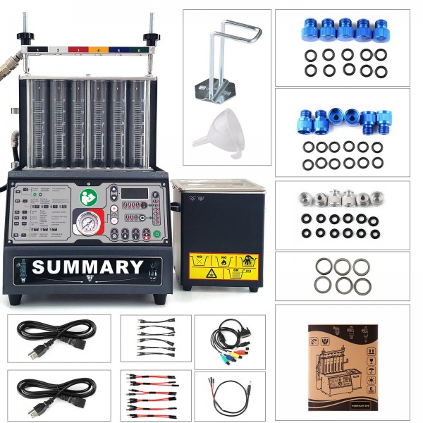 [On Sale] Summary PowerJet Pro 260 Injector Cleaner & Tester Machine Kit Support for 110V/220V Petrol Vehicles Motorcycle 6-Cylinder